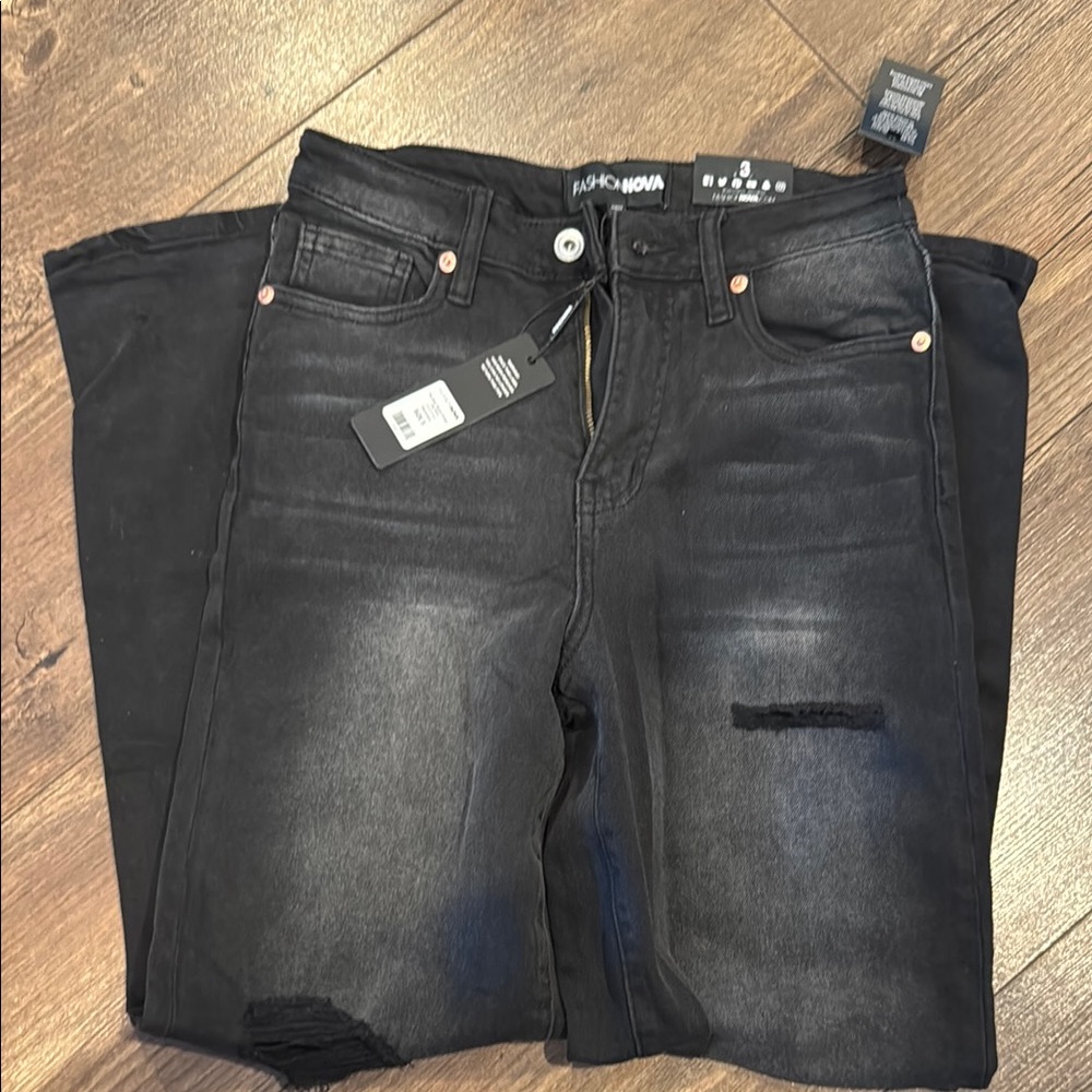 Fashion Nova Black Ripped Jeans SIZE 3